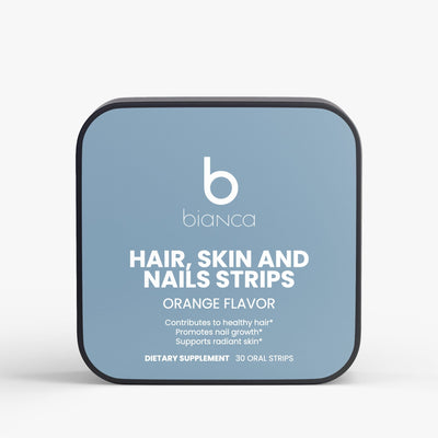 Bianca Hair, Skin and Nails Biotin Strips tin, orange flavor, 30 oral strips