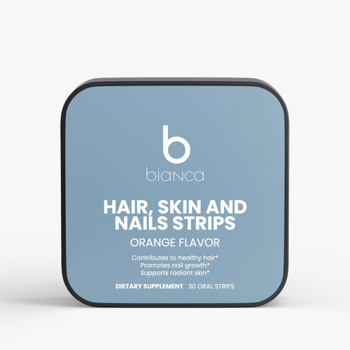 Bianca Hair, Skin and Nails Biotin Strips tin, orange flavor, 30 oral strips