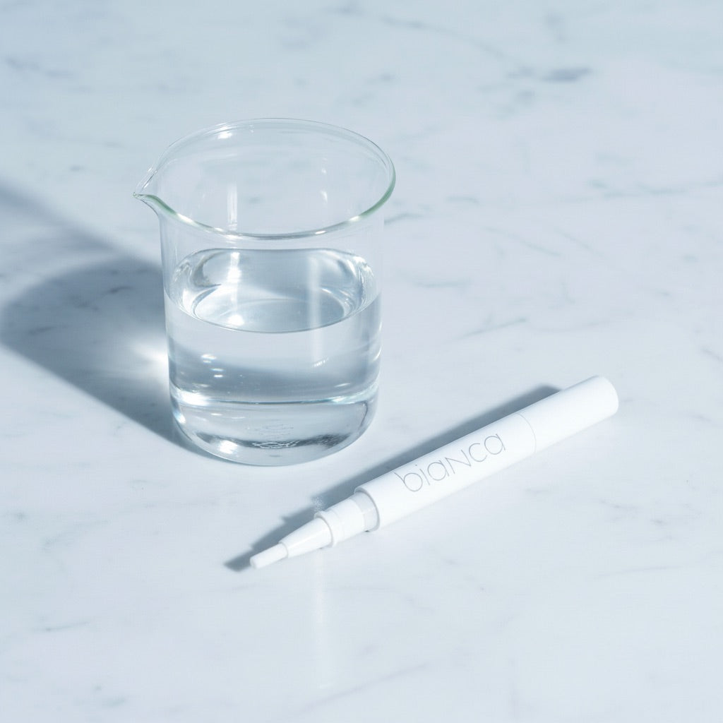 Bianca Bright whitening pen with hydrogen peroxide science concept