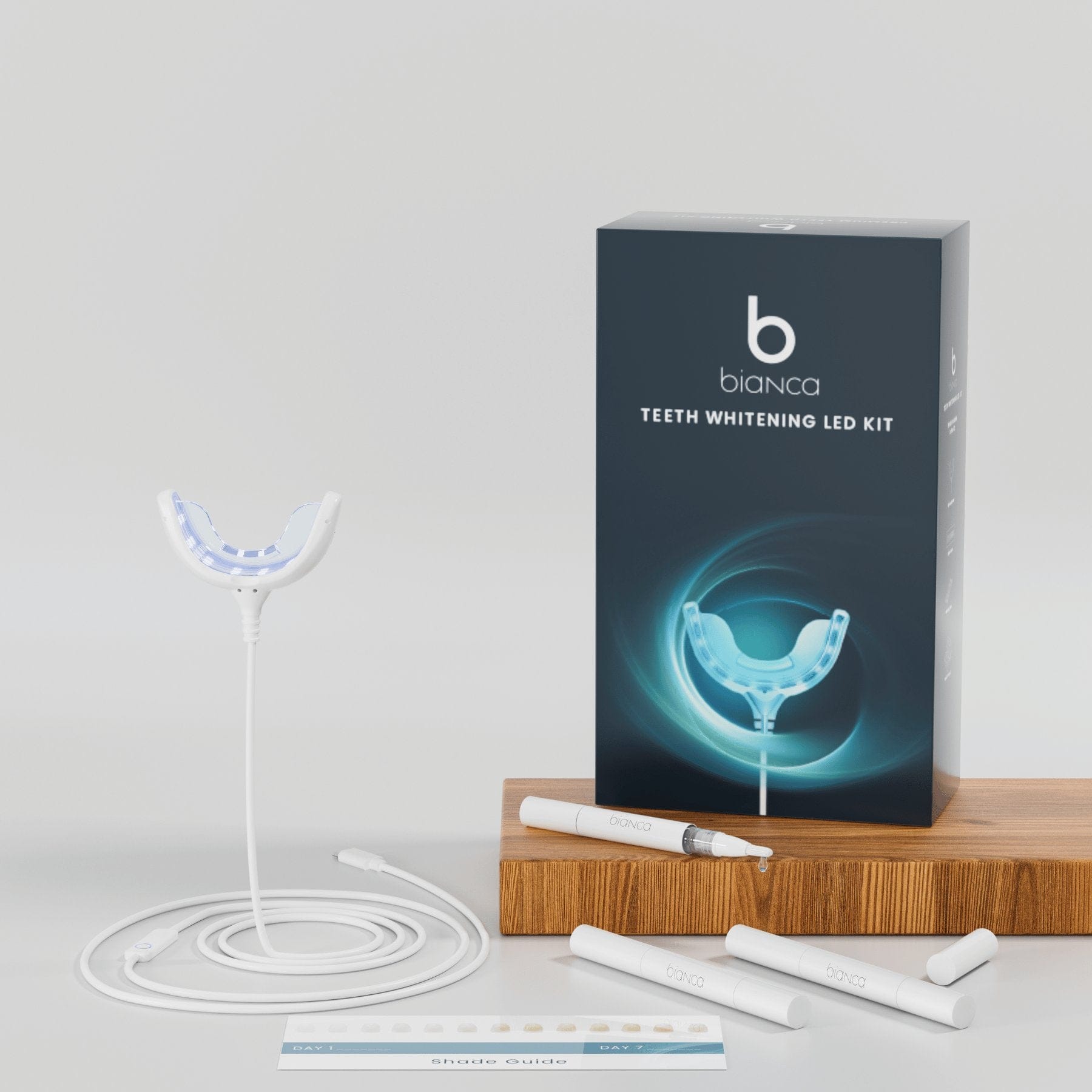 Bianca Bright essentials whitening kit open box showing all included components