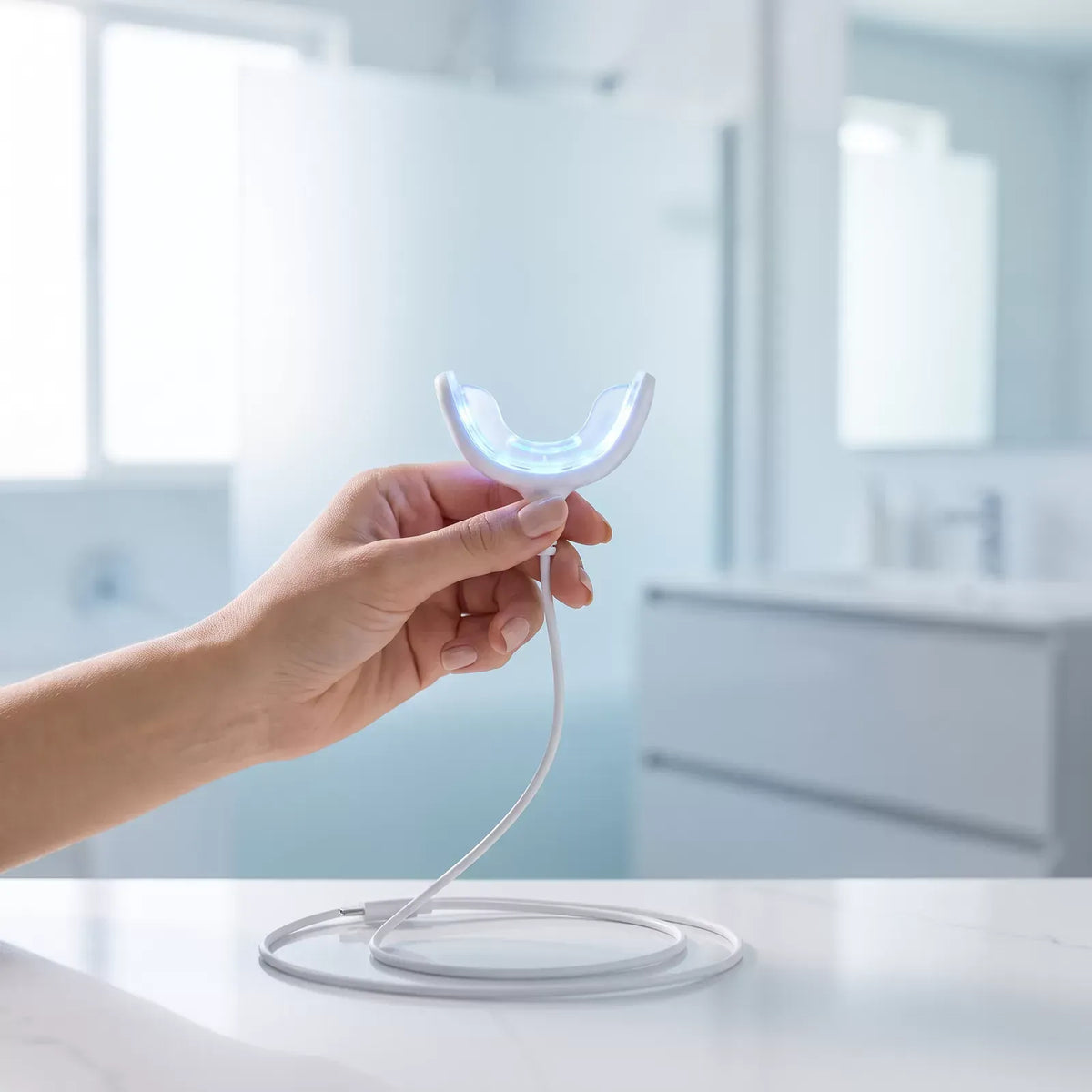 Using the Bianca Bright LED whitening mouthpiece at home