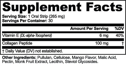Glow Collagen Strips Supplement Facts panel