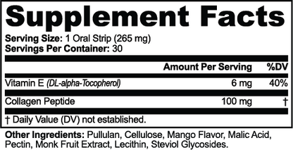 Glow Collagen Strips Supplement Facts panel